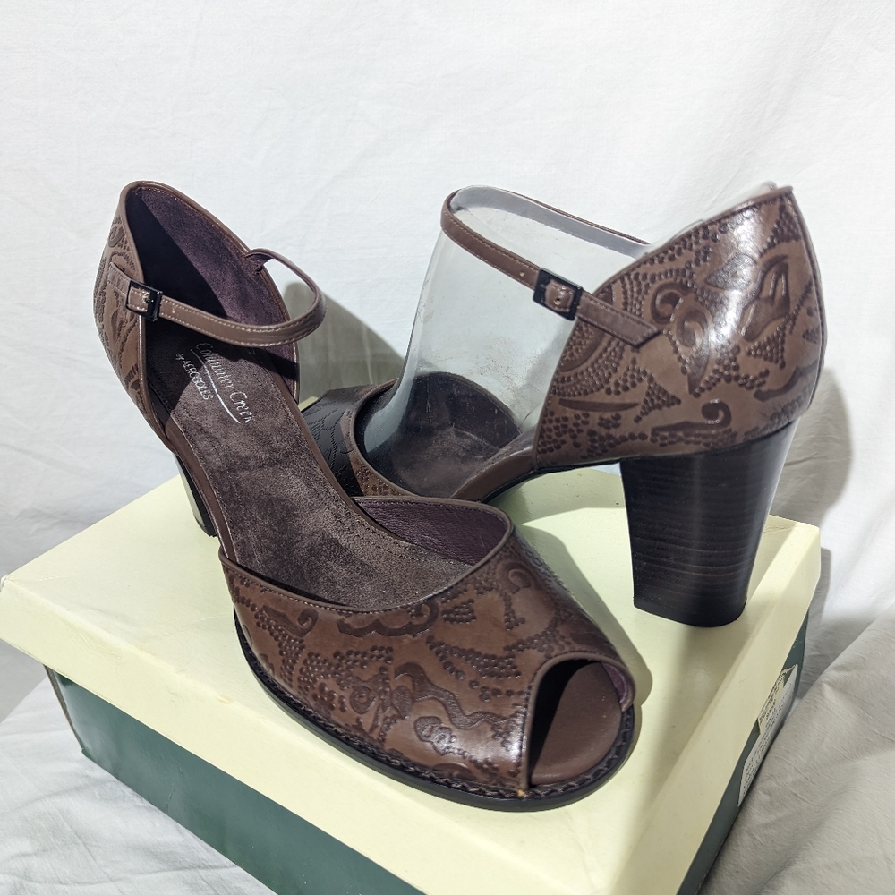 NIB Coldwater Creek Leather Peep Toe Pumps